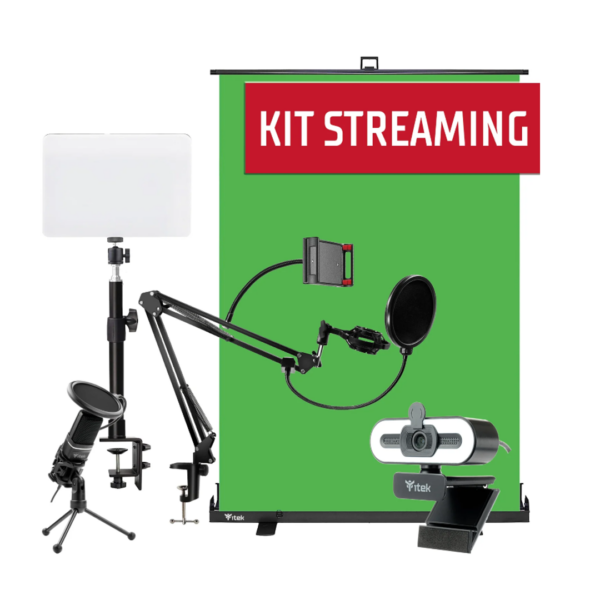 Kit Streaming - Green Screen + Webcam W401L + Microfono M100 e braccio + Lampada e supporto